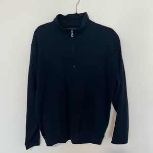 Scott Barber Pima Cotton Interlock Quarter Zip Pullover in Navy